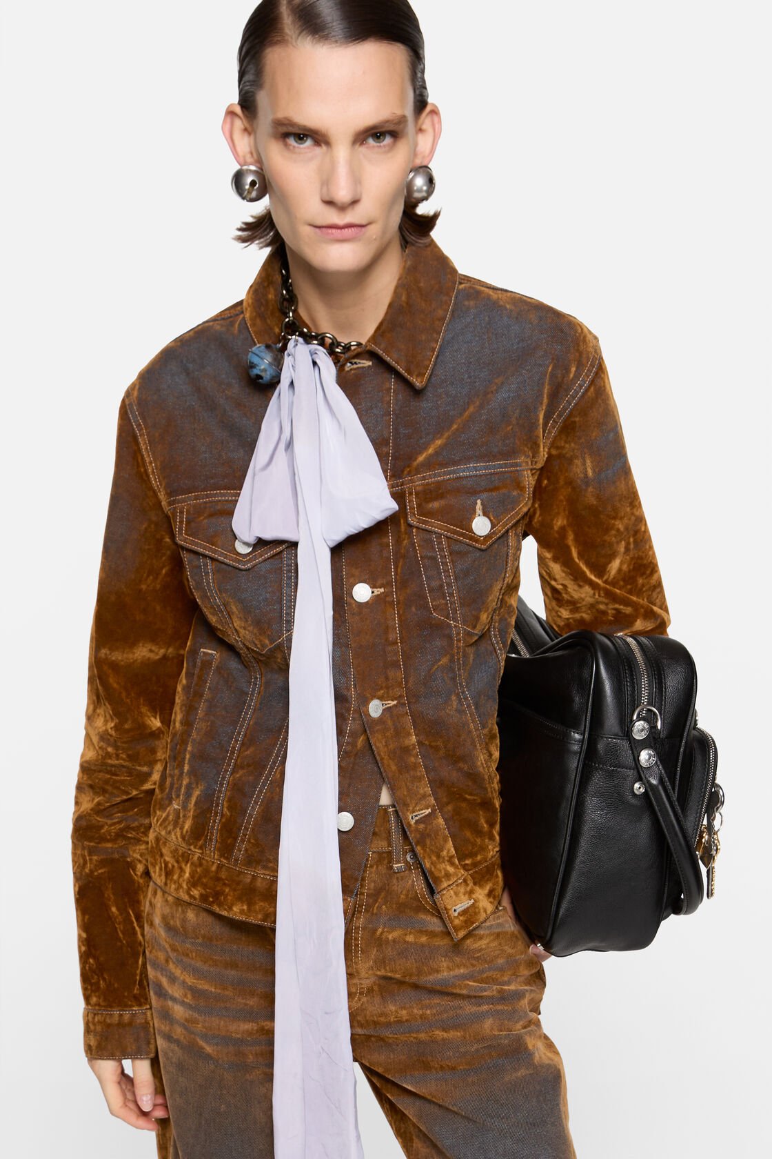 Flockad denimjacka