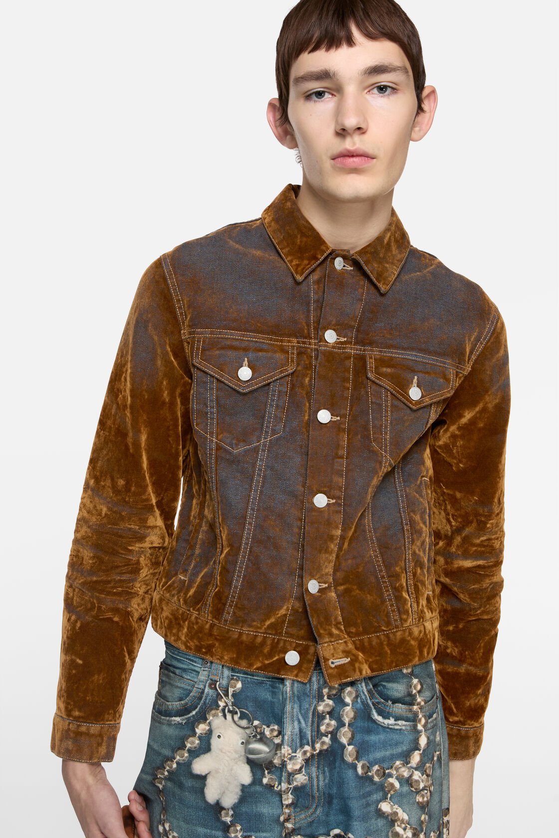Flockad denimjacka