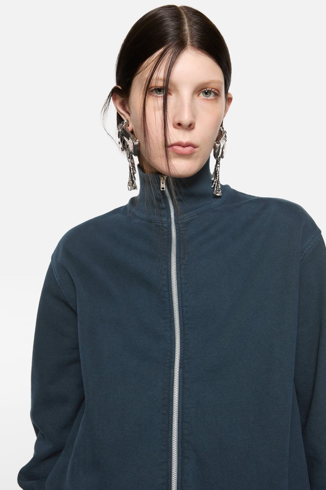 Broderad logotyp zipplåst cardigan