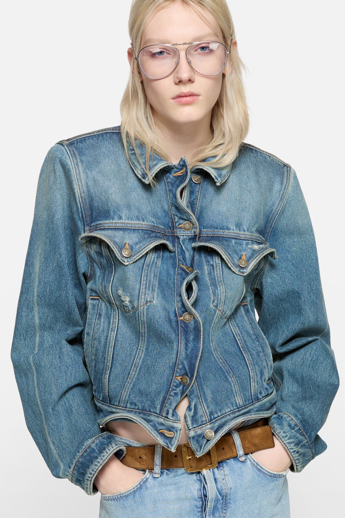 Vågig jeansjacka