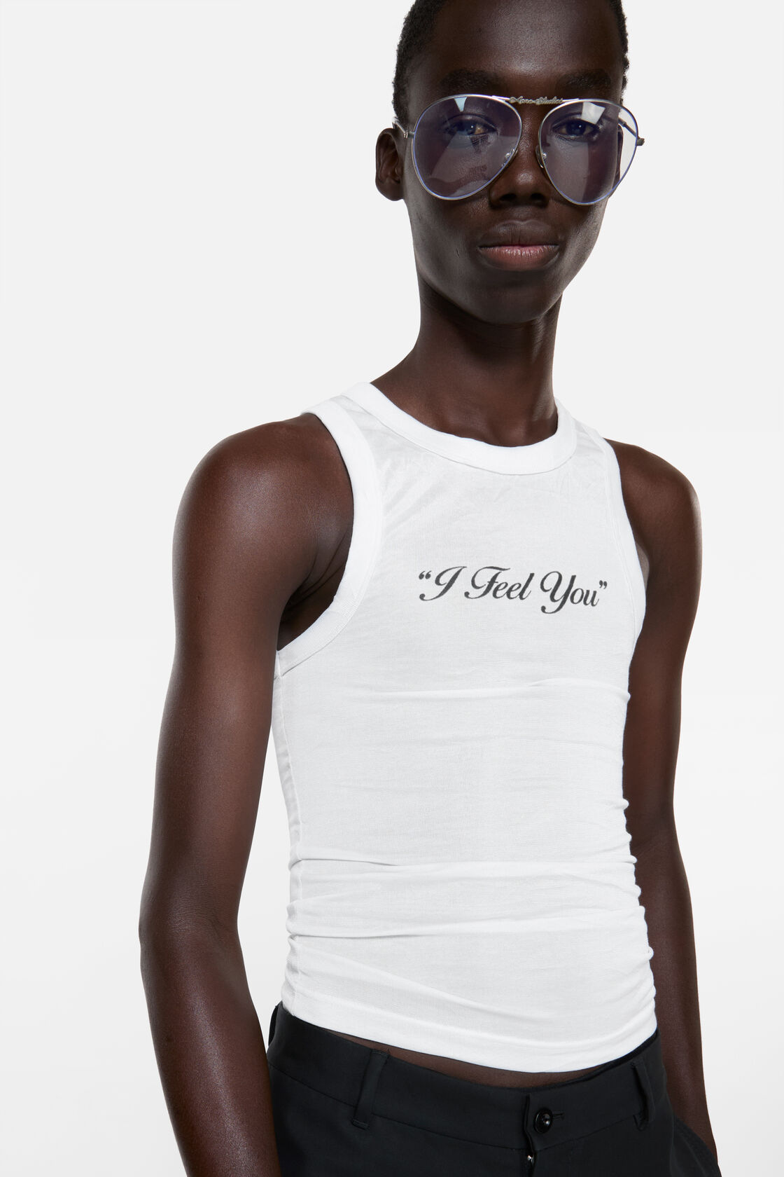 Rynkig tryckad tanktop