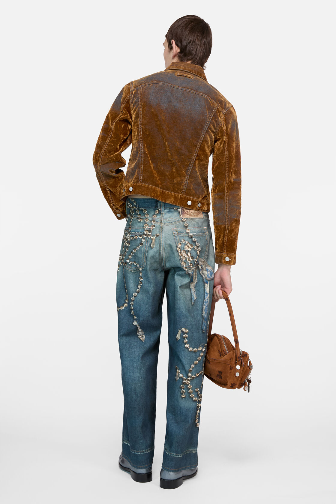 Flockad denimjacka
